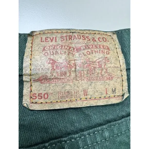 Vintage 1994 Levis 550 Womens 11 Relaxed Fit Tapered Leg Green USA Made Western - Picture 14 of 16